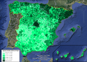 Mapa de distribución de los ingresos medios de las familias españolas 2013 - Habits