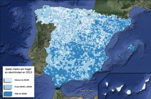 Gasto medio de los hogares españoles en electricidad 2013