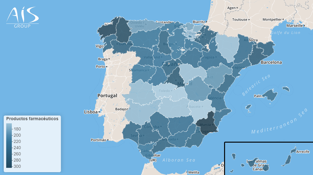 Distribución del gasto de las familias españolas en productos farmacéuticos